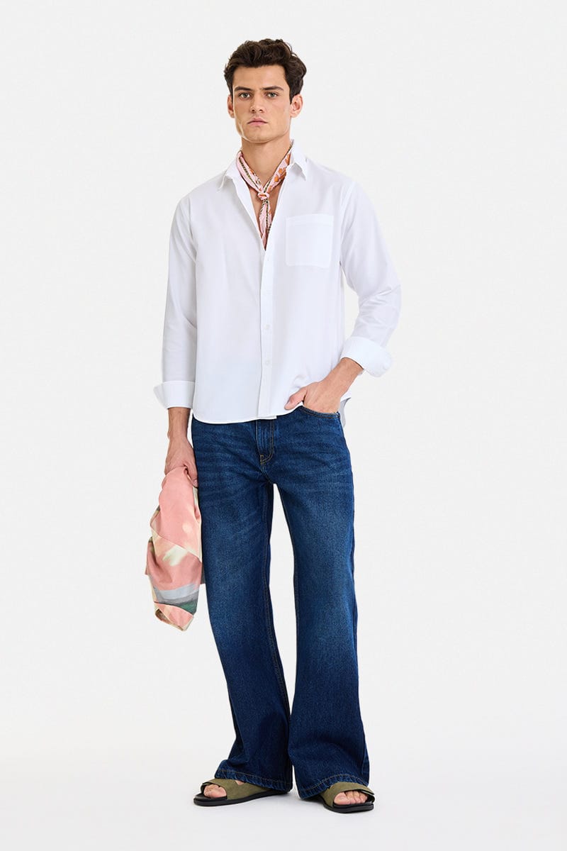 Flared Fit Washed Jeans